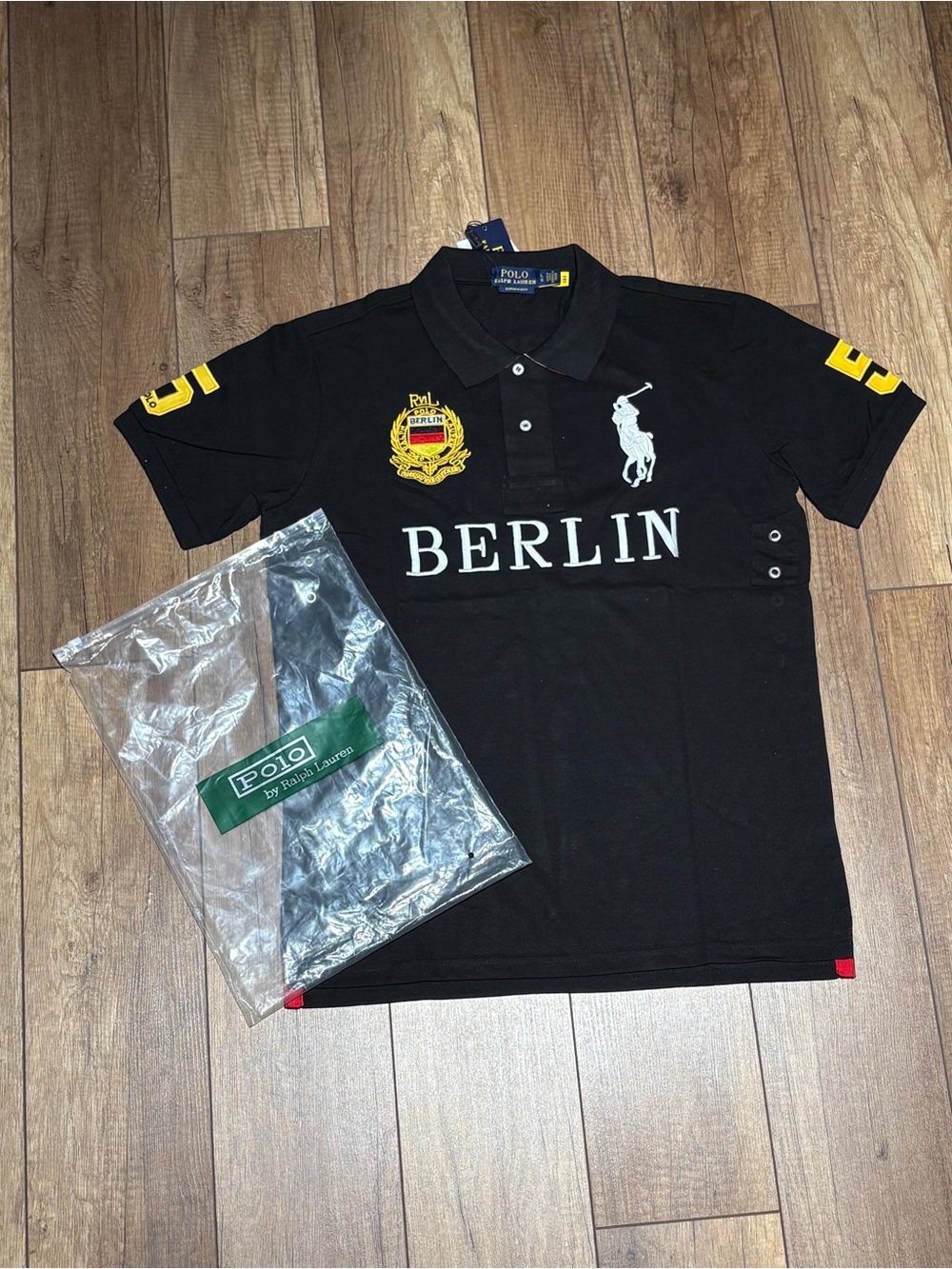 Polo Ralph Lauren “Berlin” Germany Black Quarter Button Up Polo Shirt Size L